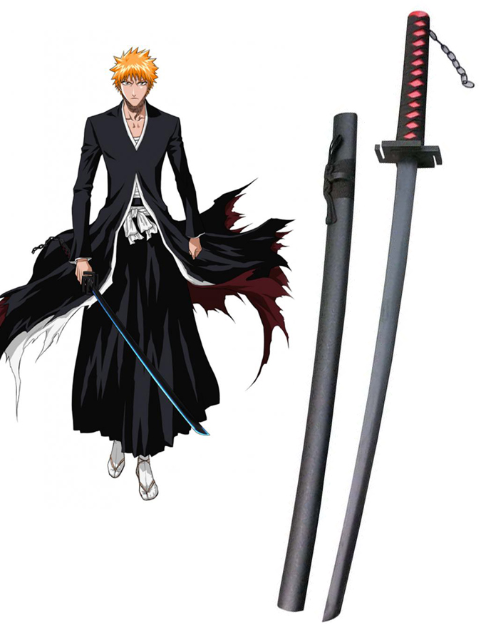 Bleach Ichigo Kurosaki Zanpakutou Tensa Zangetsu Cosplay Wooden Weapons